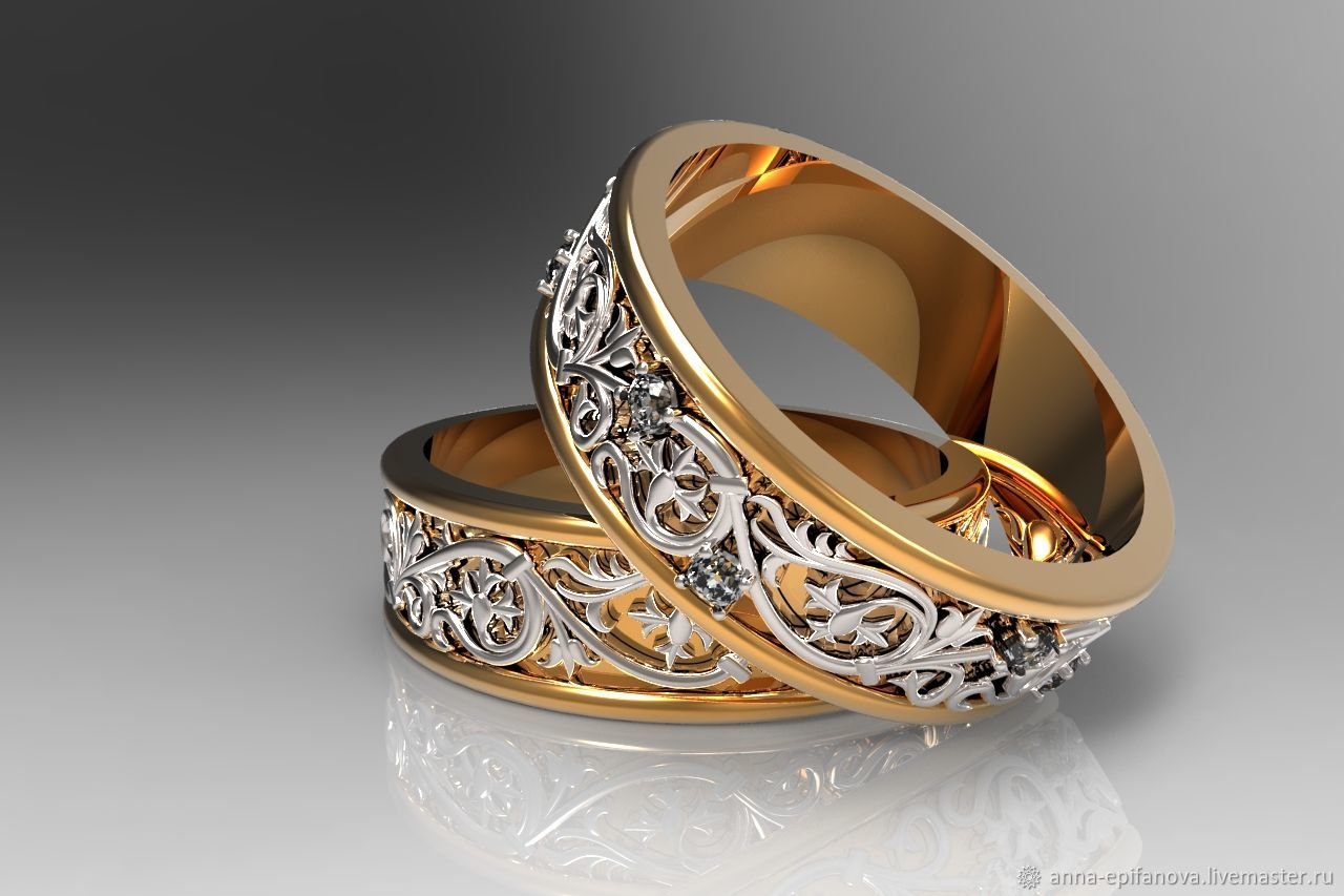 Резные свадебные кольца