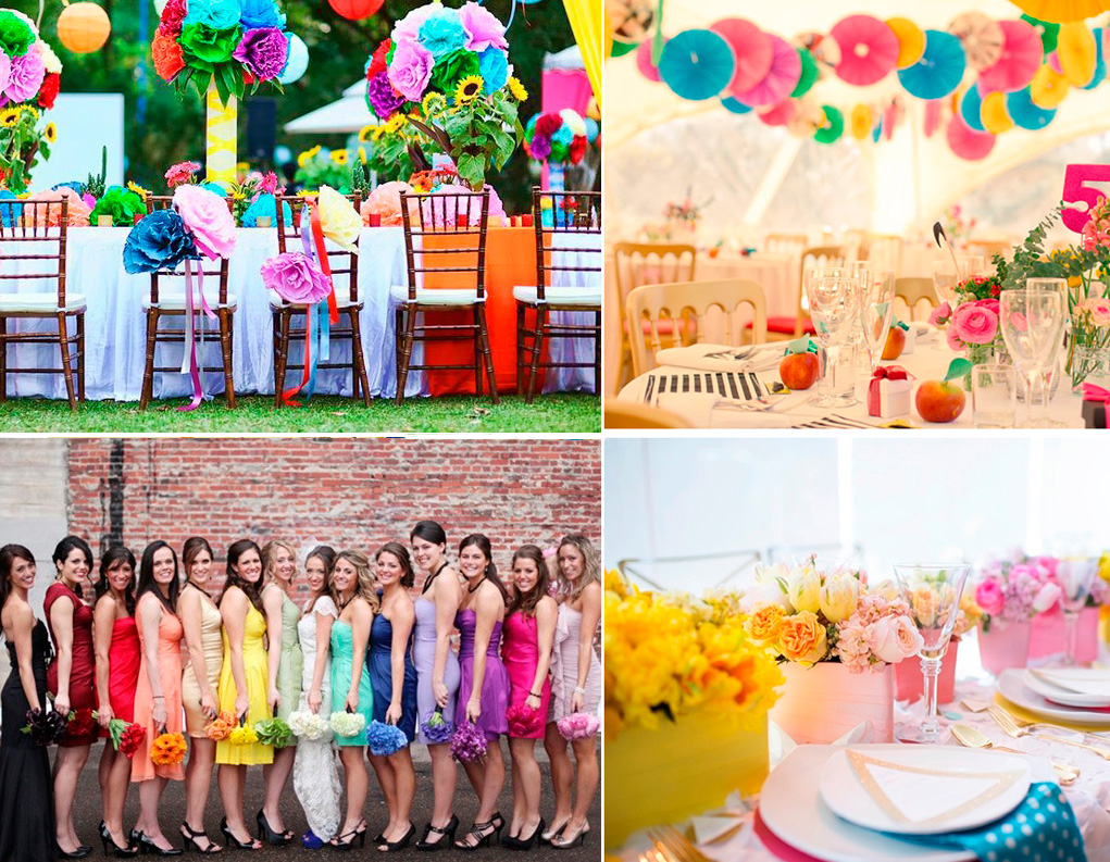 Цветная радужная свадьба: идеи, оформление, декор яркой разноцветной свадьбы