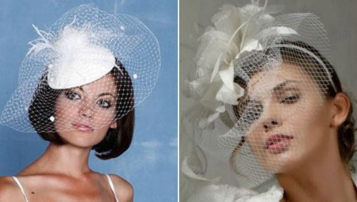 Свадебные шляпки: с вуалью, фатой, широкими полями (фото)