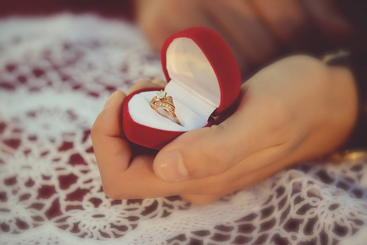 Предложение руки и сердца девушке с кольцом